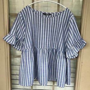 Shein white and blue top. Size Large, new without tags!